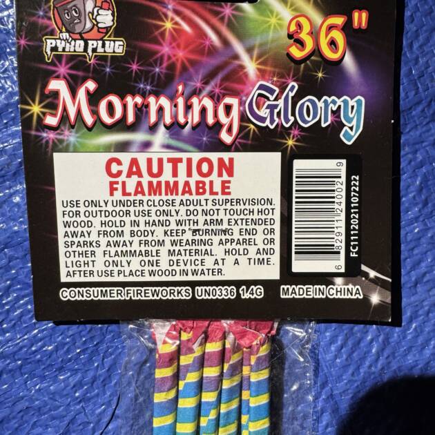 36" Morning glory sparkler 6pk